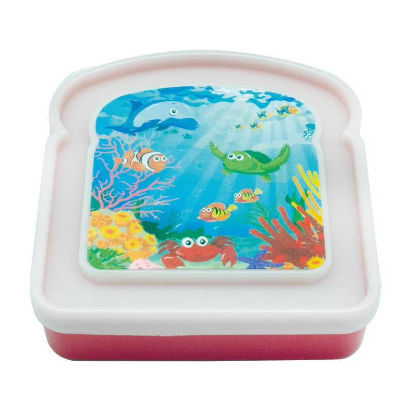 Jacent Reusable Kids Lunch Sandwich Box Container, 3D Sea Life: 1 Pack *Colors Vary, Pack Sandwiches For Childs Lunch, Sandwich Saver For On The Go - Image 1